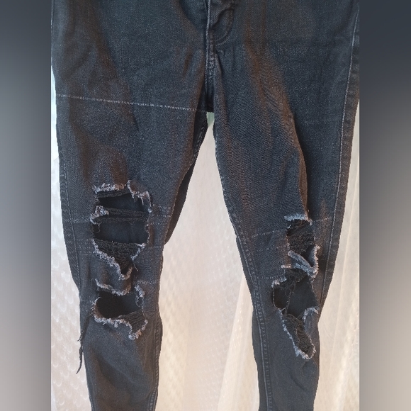 Hollister High-Rise Super Skinny Jeans Classic Stretch Black Distressed - Picture 2 of 9